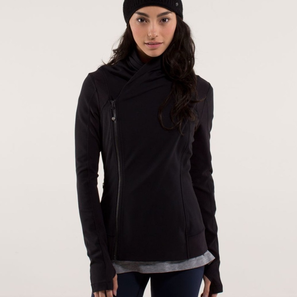 🍒LULULEMON BHAKTI Jacket Yoga CLASSIC BLACK Define Dbl Zip Wrap size 4